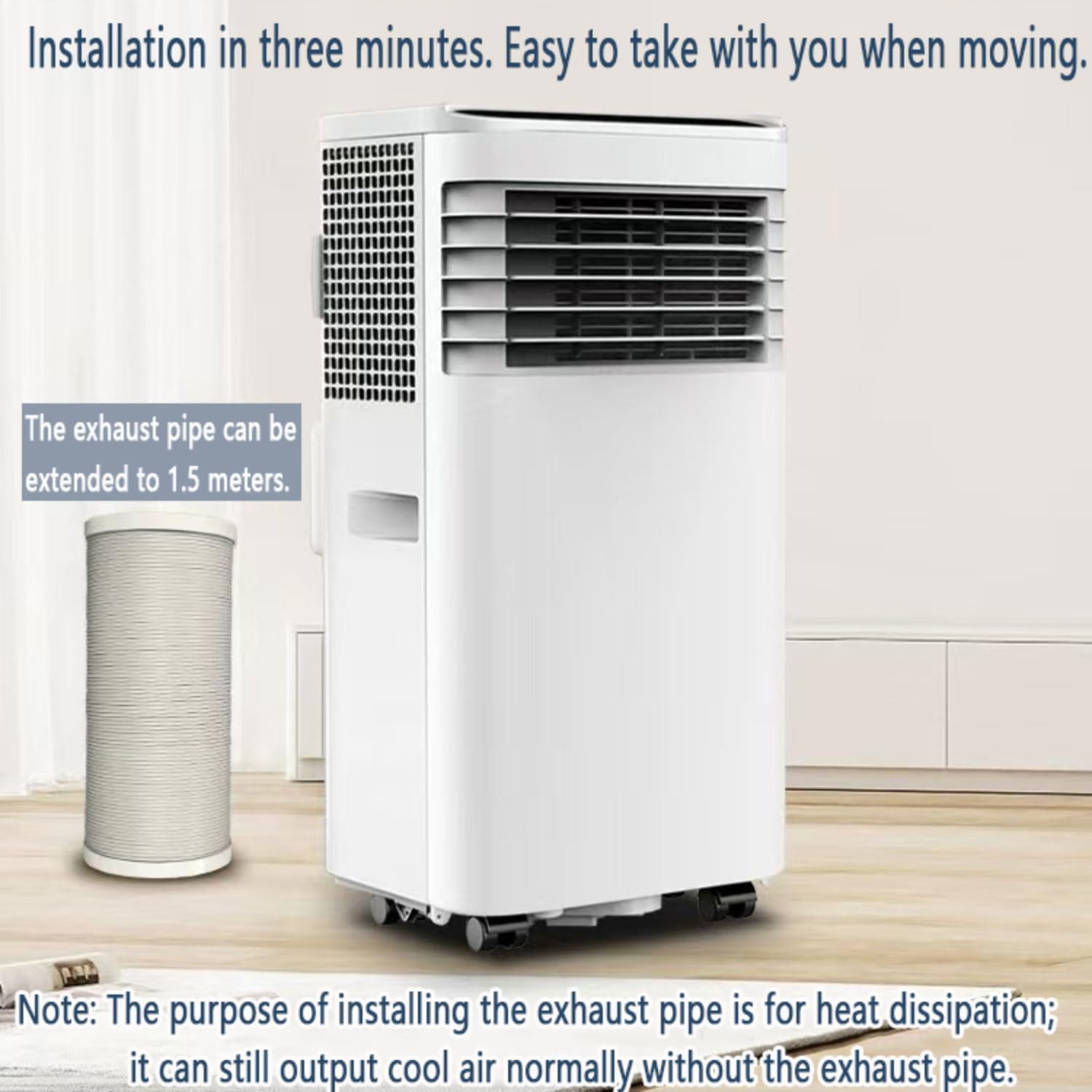  Climatiseur Portable Refroidit 350 Sq.Ft, Unité De Climatisation Portable Intelligente Silencieuse Avec Ventilateur Et Déshumidificateur LED Affichage à Distance 24H Minuterie Kit De Fenêtre Refroidis