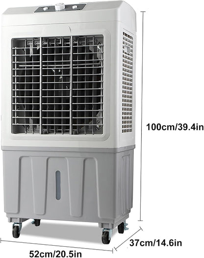  Refroidisseur D'air Par Évaporation, Réservoir D'eau De 70L Et 3 Vitesses De Ventilateur, Oscillation à 120 °, Refroidisseur Par Évaporation Avec Roue, Refroidisseur D'air De Marais Industriel Pour Ex