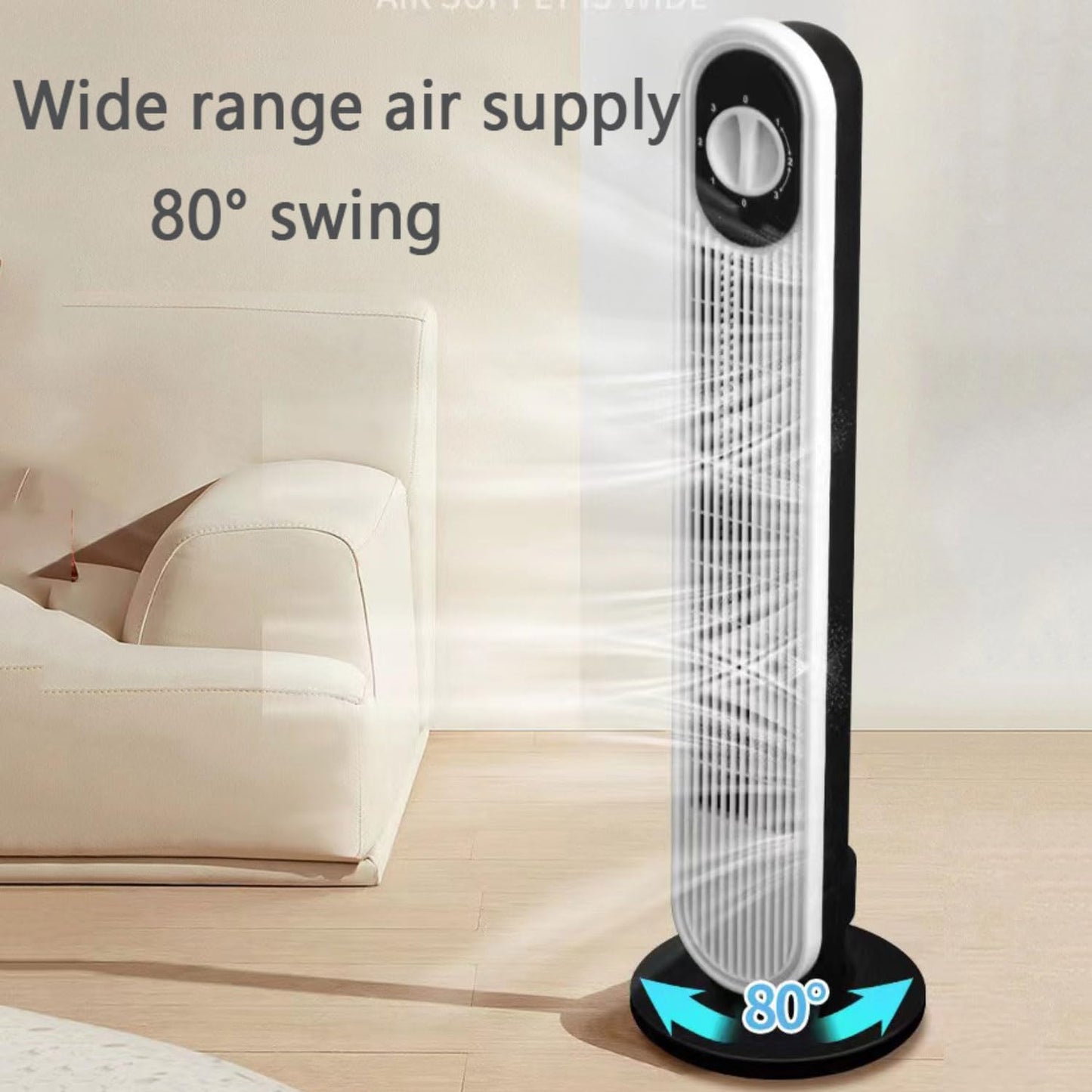  Ventilateur De Tour Sans Lame Pour Chambre à Coucher, 26ft/s Portable Standing Air Circulateur Avec 80 Oscillation, Fonctionnement 30dB Silencieux, 3 Réglages De Vitesse Et Poignée Pour Le Bureau, Cam