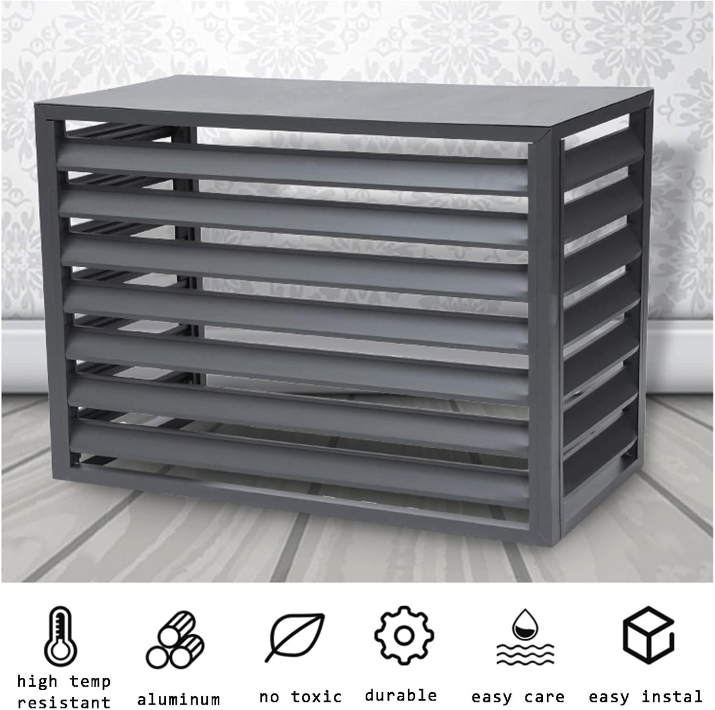 GENERIC Housse De Climatiseur Extérieur Avec écran De Clôture En Alliage D'aluminium Anti-corrosion Pour Plantes Et Volets Pour 2 à 3P Unités Noir A