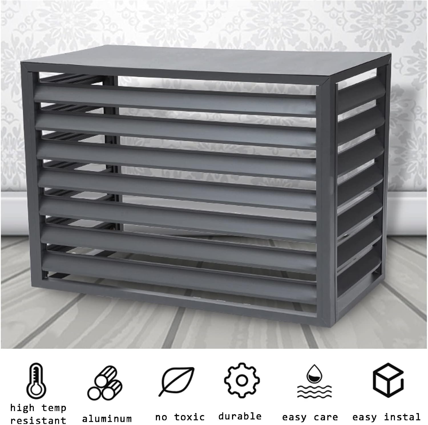 GENERIC Écran De Clôture Pour Climatiseur Extérieur – Couvercle De Conditionnement En Alliage D'aluminium Et Support De Fleurs Anti-corrosion Pour Unité Extérieure Support De Plante En Métal (marron, Taille