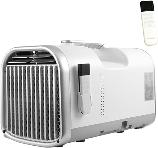  4-en-1 Portable Mini AC 4500 BTU, Déshumidificateur De Ventilateur De Refroidissement Silencieux Pour Caravane De Tente De VR, Conception Compacte Sans Drain Avec Télécommande, Mode De Sommeil Efficac