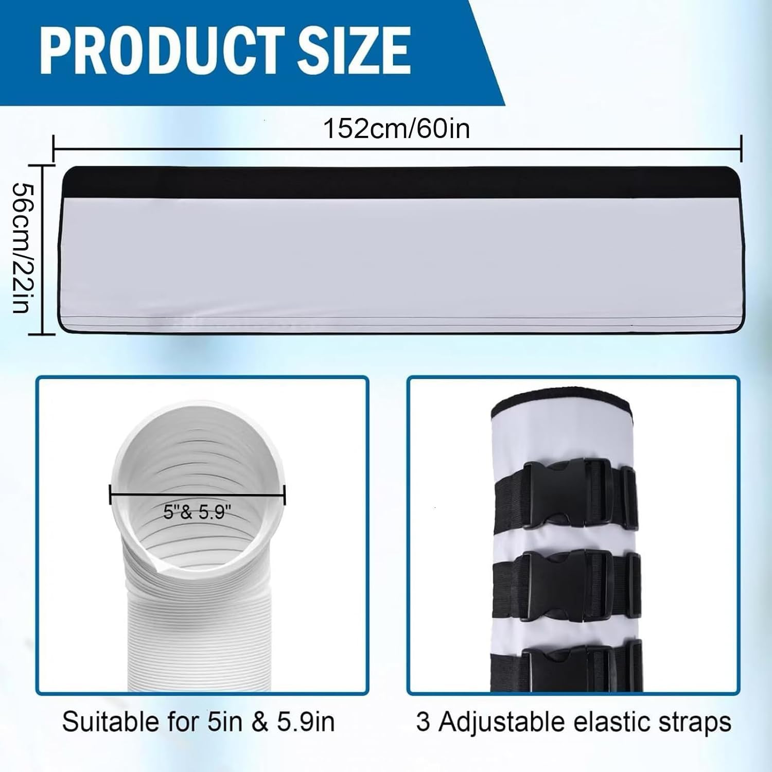  Housse Isolante Pour Climatiseur - Housse De Protection Pour Tuyau D'Évacuation D'Air - Manchon Imperméable Avec 3 Bretelles De Serrage Pour Protection De Conduit D'Évacuation