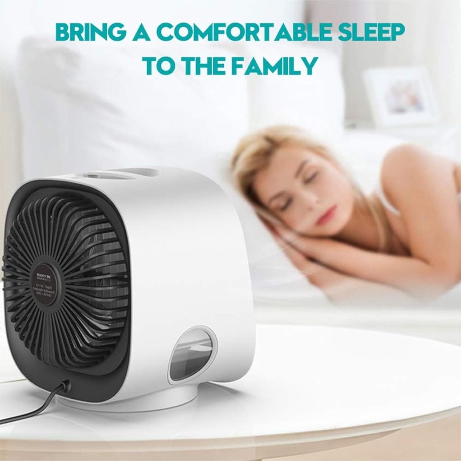 GENERIC Climatiseur Portable Avec 3 Réglages De Vitesse, Réservoir D'eau Et Veilleuse LED, Ventilateur De Refroidissement Par évaporation Personnel Pour La Maison Ou Le Bureau