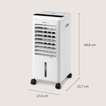  Ufesa Narvik Rafraîchisseur D’Air Évaporatif, 65W, Fonction Air Froid Et Ventilateur, 3 Vitesses, 3 Modes, Panneau Tactile, Réservoir De 5L, Minuteur 12h, Filtre Lavable, Télécommande