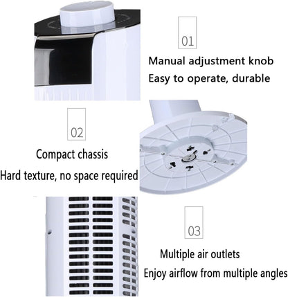  Ventilateur De Tour De Moteur DC Avec Télécommande, 3 Vitesses 12H Timer Refroidisseur D'air Silencieux Pour Le Bureau à Domicile, Refroidissement Portable Avec Oscillation Et Poignée