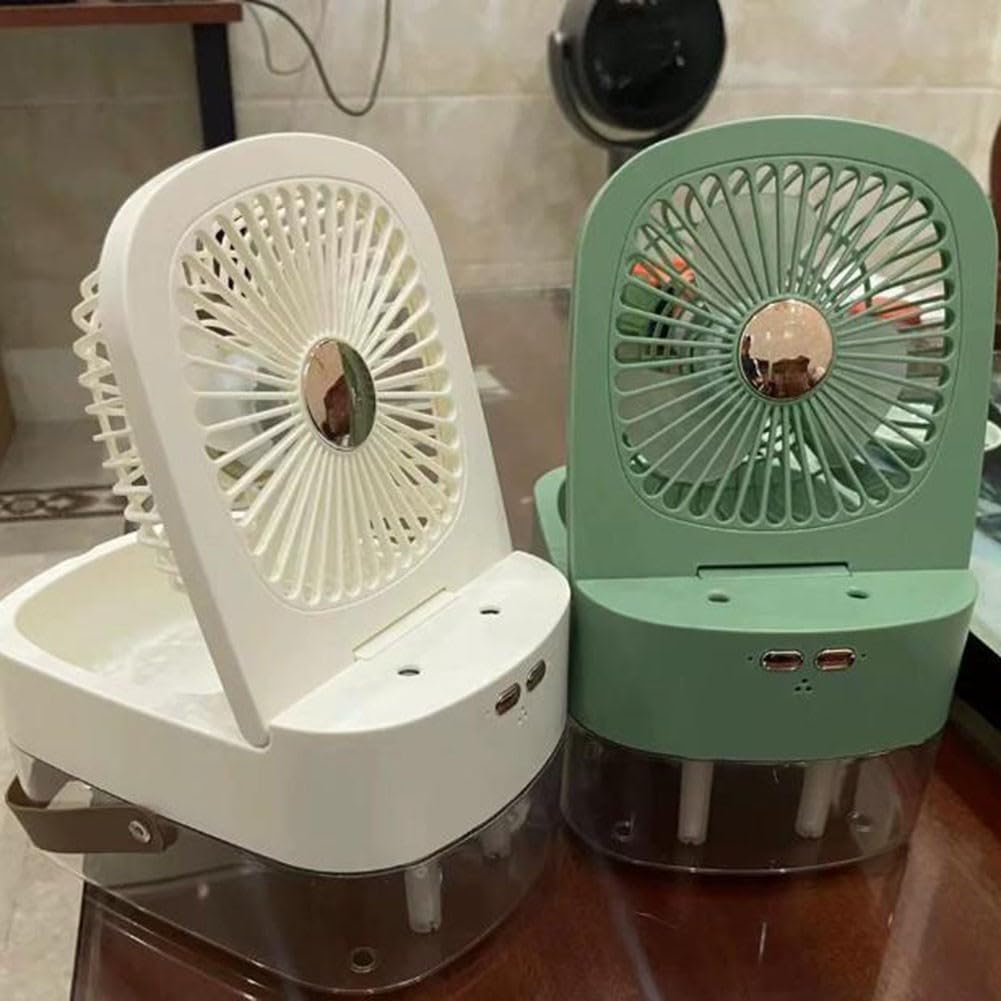  Ventilateur Portable, Vaporisateur D'air, Ventilateur D'humidification, Ventilateur D'humidification Multifonction 3 En 1 à Lumière LED, Ventilateur USB Léger Pour Intérieur, Chambre à