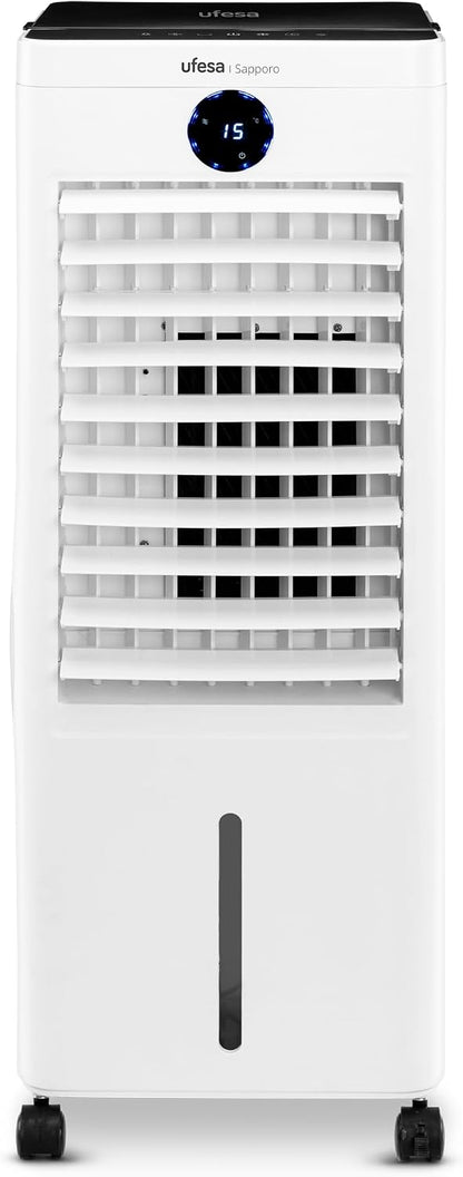  Ufesa Narvik Rafraîchisseur D’Air Évaporatif, 65W, Fonction Air Froid Et Ventilateur, 3 Vitesses, 3 Modes, Panneau Tactile, Réservoir De 5L, Minuteur 12h, Filtre Lavable, Télécommande
