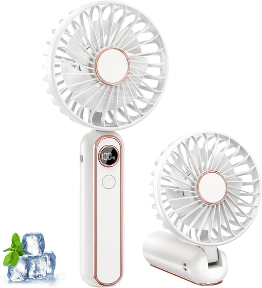 Mini Ventilateur Portable, 6 Vitesses Ventilateur Portable A Main USB Rechargeable, Affichage LCD, Silencieux, Petit Ventilateur De Poche Pliable Pour Voyage, Bureau, Maison, Extérieur