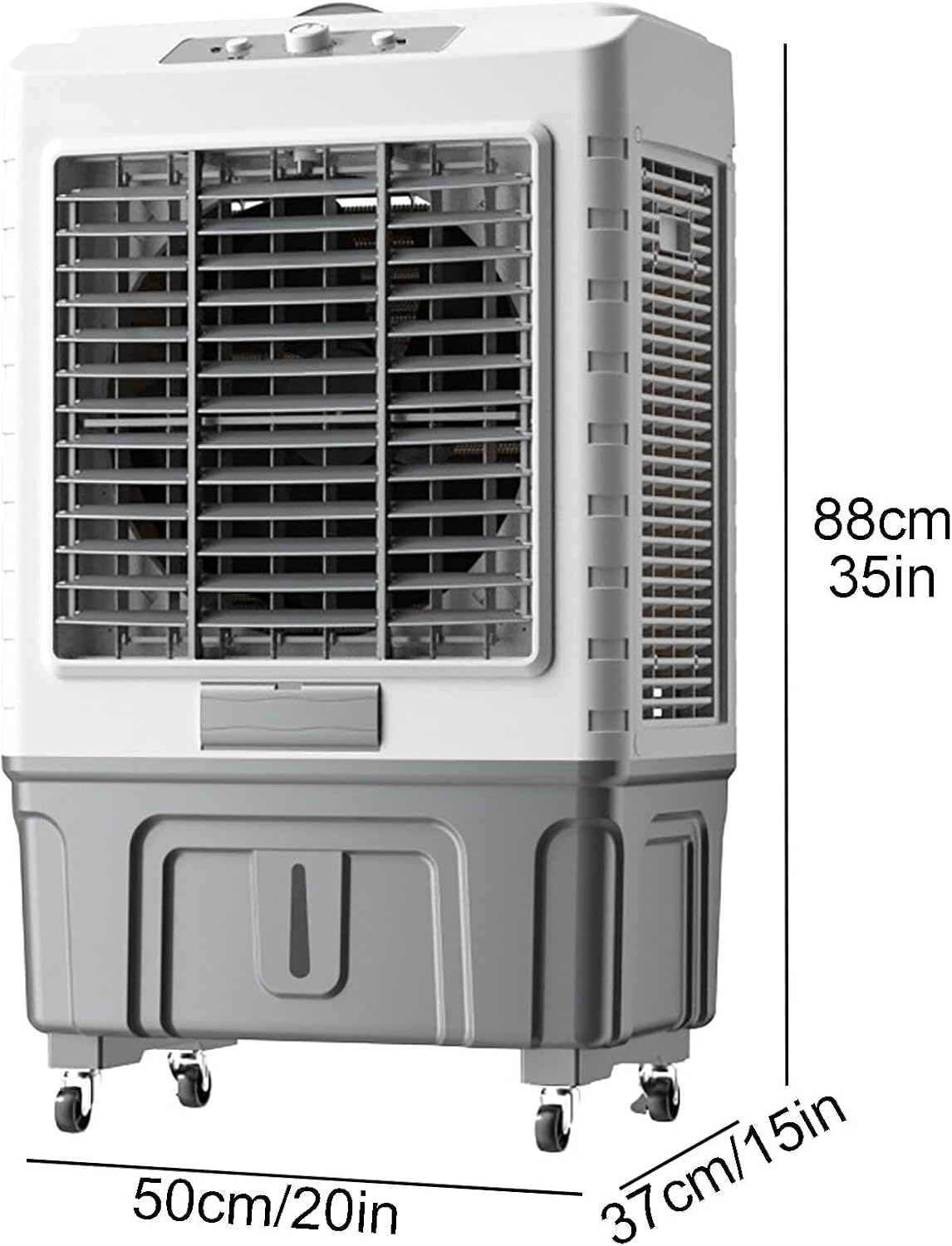 GENERIC Refroidisseur D'évaporation Portable Avec Réservoir De 55L, Oscillation à 3 Vitesses Et 120 °, Roues Faciles à Déplacer Pour Le Refroidissement De Bureau à Domicile, Flux D'air Rafraîchissant