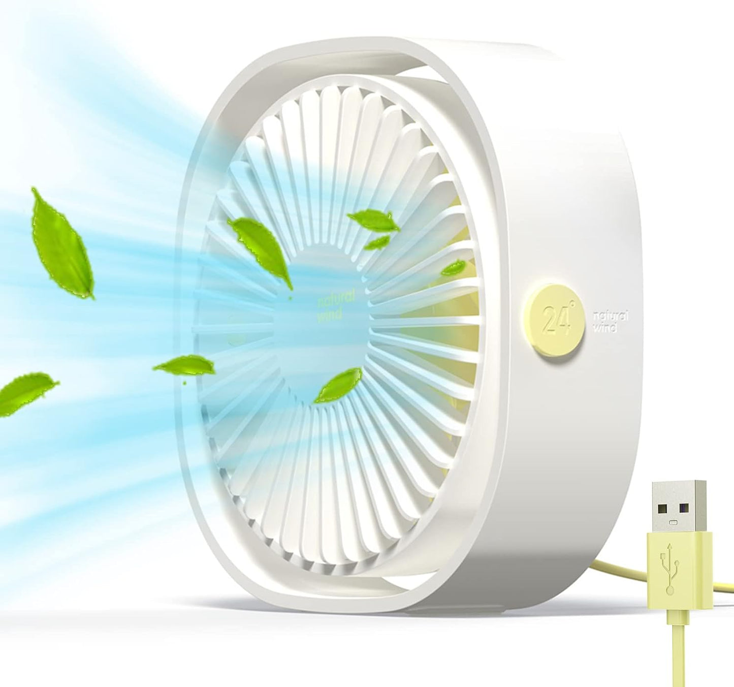  Simpeak Ventilateur USB Mini Ventilateur Portable Silencieux Ventilateur Bureau 3 Vitesses Réglable Alimenté Par USB, Pour Le Maison Et Bureau (Bleu)