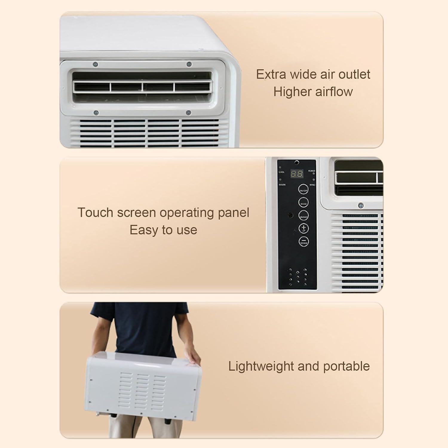  SIXRUN Climatiseur Compresseur, Climatisation Contrôle Vocal Air Froid/Chaud Avec Télécommande Pour Bateau Caravane Dortoir Espace De 1 à 10㎡ (Prise UE 220V)