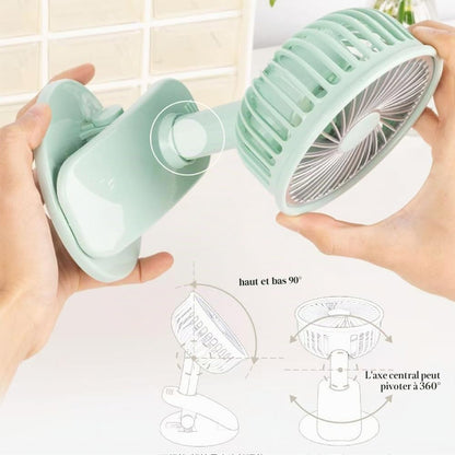  Clip Rechargeable Sur Petit Ventilateur Avec Lumière LED, Clip Portable Extérieur Sur Ventilateur, 3 Modes.