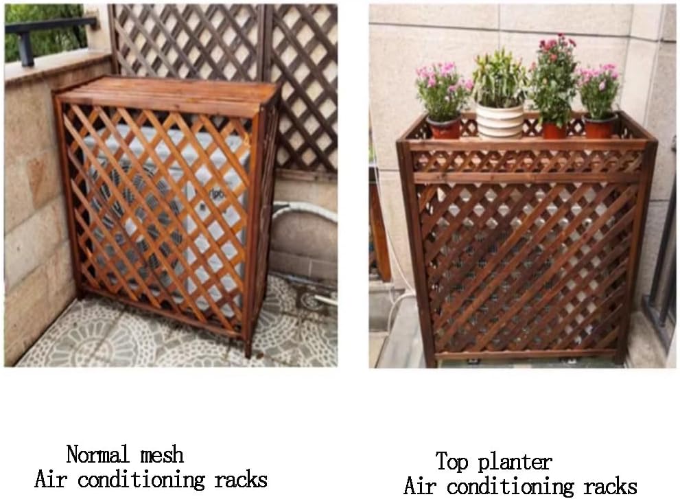 GENERIC Housse De Protection Rectangulaire En Bois Pour Climatiseur Extérieur - Résistant Aux Intempéries - Protection Contre Les Intempéries - Design à Base De Plantes