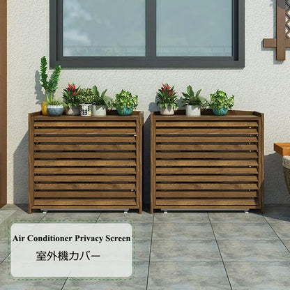 GENERIC Housse Et Support De Climatiseur D'extérieur En Bois Résistant Aux Intempéries – Protection élégante Et Unité AC, 100 X 43 X 94 Cm Et 110 X 50 X 85 Cm, Support De Fleurs Idéal Pour Toutes Les Saisons