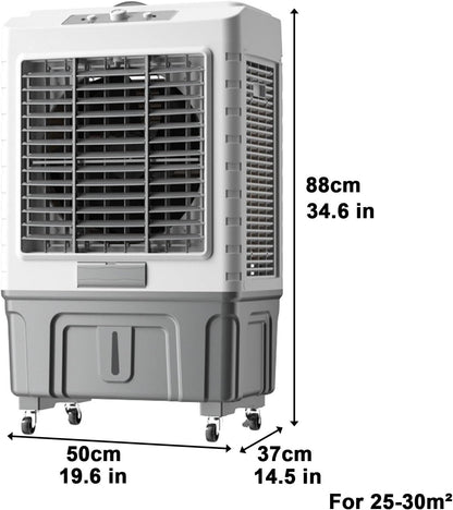 GENERIC Refroidisseur D'air évaporatif Portable, Ventilateur D'humidificateur Industriel De Réservoir De 55L Avec 6 Packs De Glace, Refroidisseur De Chambre à Faible Bruit Pour Le Bureau à Domicile, Refroidis