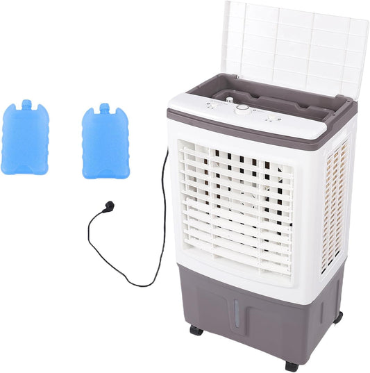  Climatiseur Par évaporation 26 L Portable 3000 M³h à Rotation Automatique 3 En 1 Avec Humidification 3 Vitesses 2 Blocs De Glace Pour La Maison, Le Bureau, Le Jardin