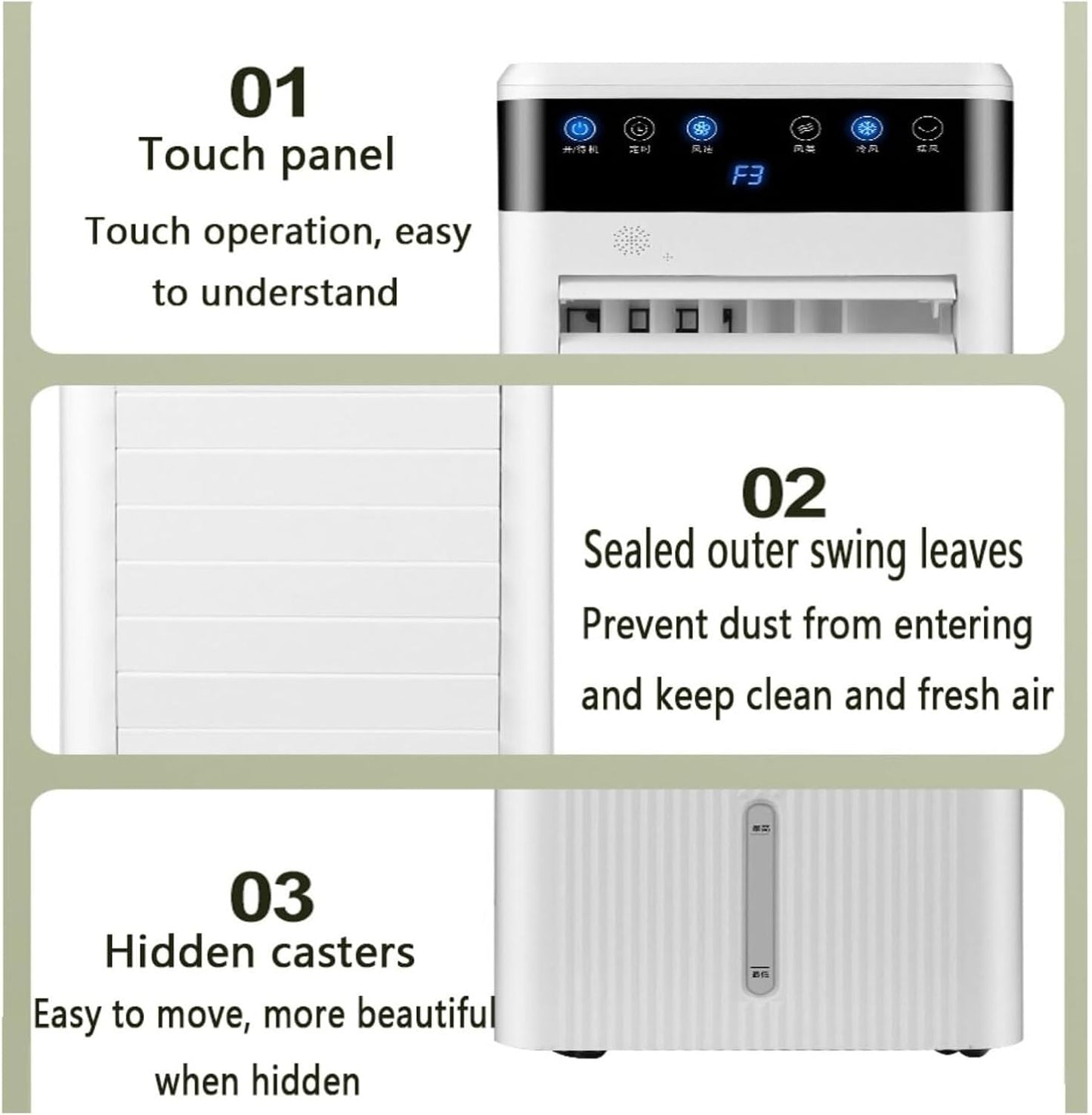  Climatiseur Portable 2 Moteurs – Refroidisseur D'évaporation 3 En 1 Avec Minuterie De 12 H, 3 Vitesses, Réservoir De 10 L Et Ventilateur, Refroidisseur D'air Silencieux Pour Bureau à Domicile (sans