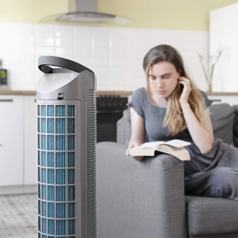  Cecotec Rafraîchisseurs D'air Par évaporation EnergySilence 2000 Cool Tower. Puissance 60 W, Réservoir Amovible De 2 Litres, 3 Vitesses, 3 Modes Avec Oscillation, Minuterie, Contrôle Tactile