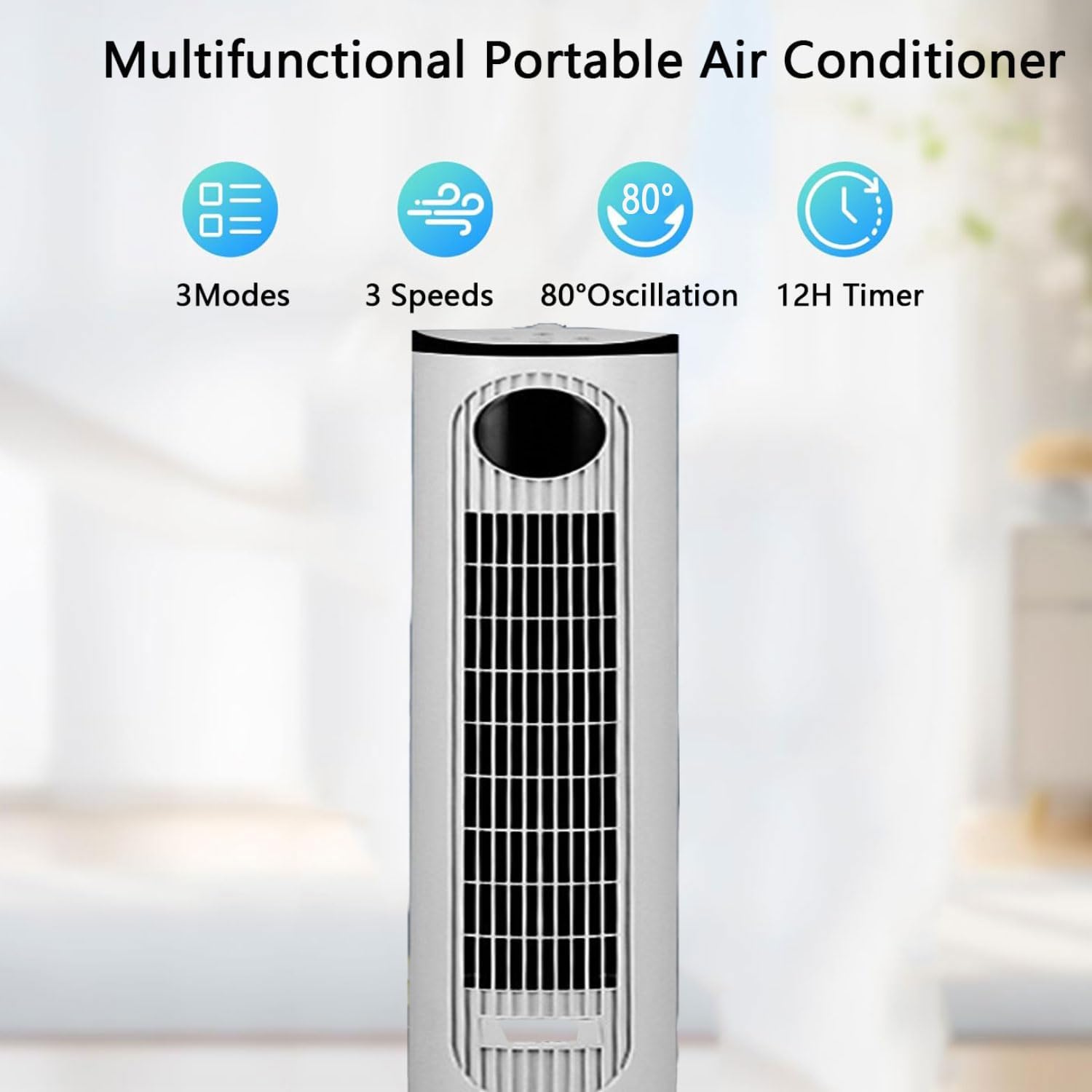 GENERIC Ventilateur De Tour De Refroidisseur D'air évaporatif Portable, 3 Vitesses De Sommeil Mode Silencieux, Télécommande, 80 Oscillation, 12H Minuterie Pour Bureau à Coucher Utilisation à La Maison