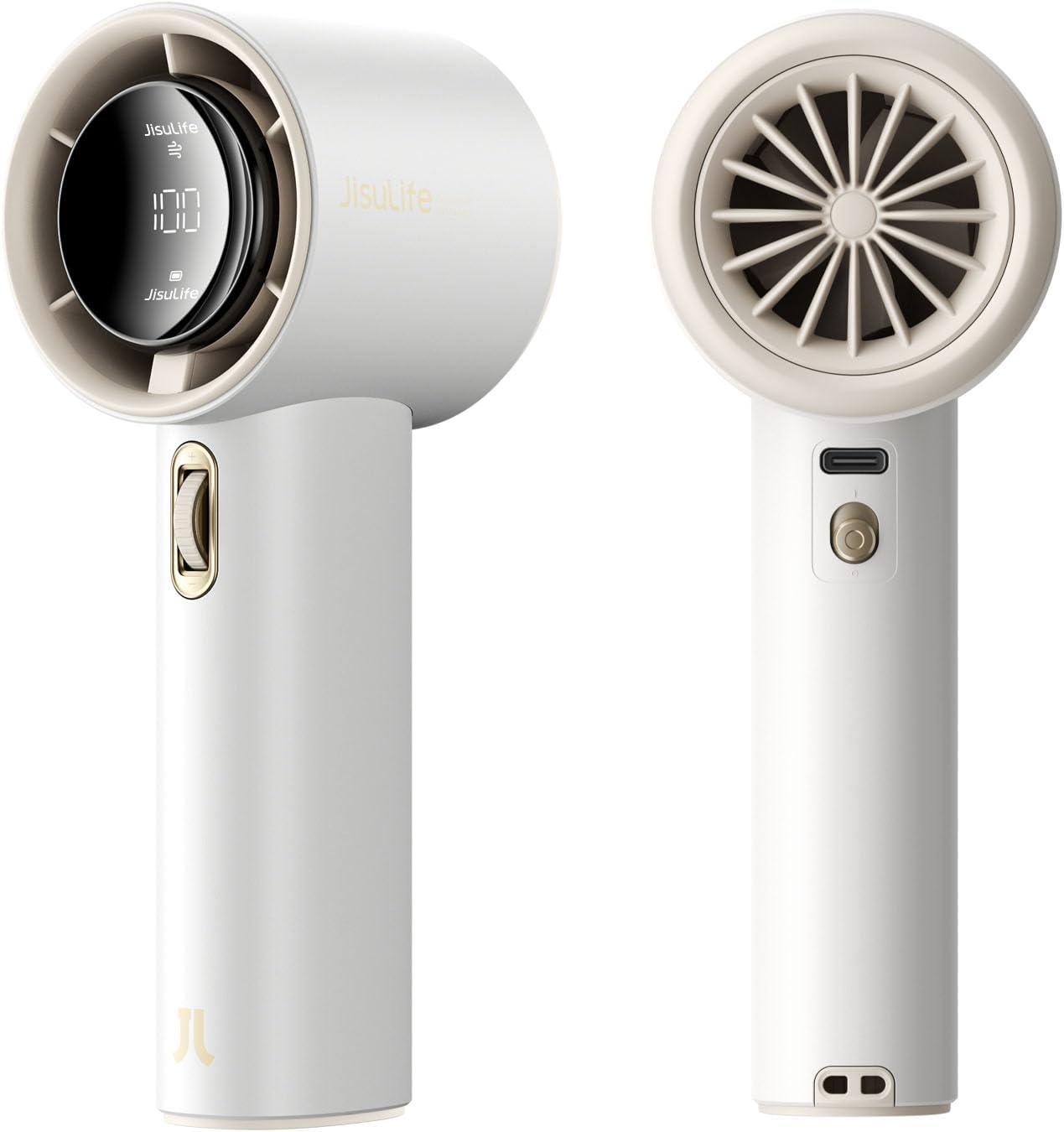  JISULIFE Ventilateur Portable à Main,Mini Ventilateur Turbo Réglable En Vitesse(de 1 à 100),Batterie De 5000mAh Avec Corps En Métal,Affichage Numérique,pour Femmes Hommes Voyage/Extérieur-Gris