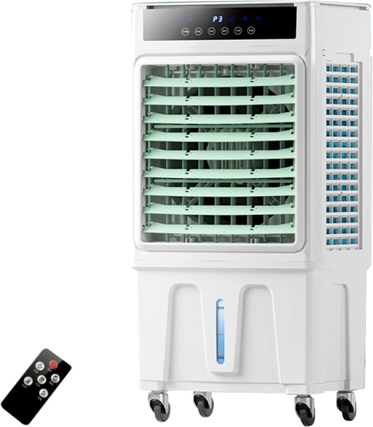  Refroidisseur D'air Par évaporation Avec Réservoir D'eau De 25 L, 4 Blocs Réfrigérants, Minuterie De 12 H, 3 Vitesses, Rafraîchit Jusqu'à 30 M² Pour Une Utilisation Intérieure Et Extérieure.