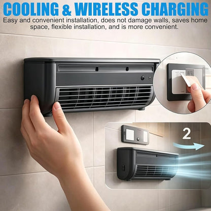  Ventilateur De Climatiseur Mural, Unité De Climatisation Murale, Chargement Sans Fil Pour Cuisine, Chambre à Coucher, Ventilateur De Refroidissement Sans Perçage, Refroidissement Instantané Pour