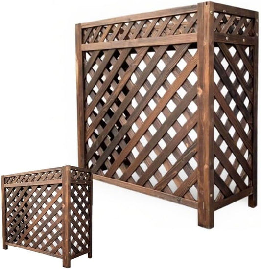 GENERIC Housse De Protection Rectangulaire En Bois Pour Climatiseur Extérieur - Résistant Aux Intempéries - Protection Contre Les Intempéries - Design à Base De Plantes