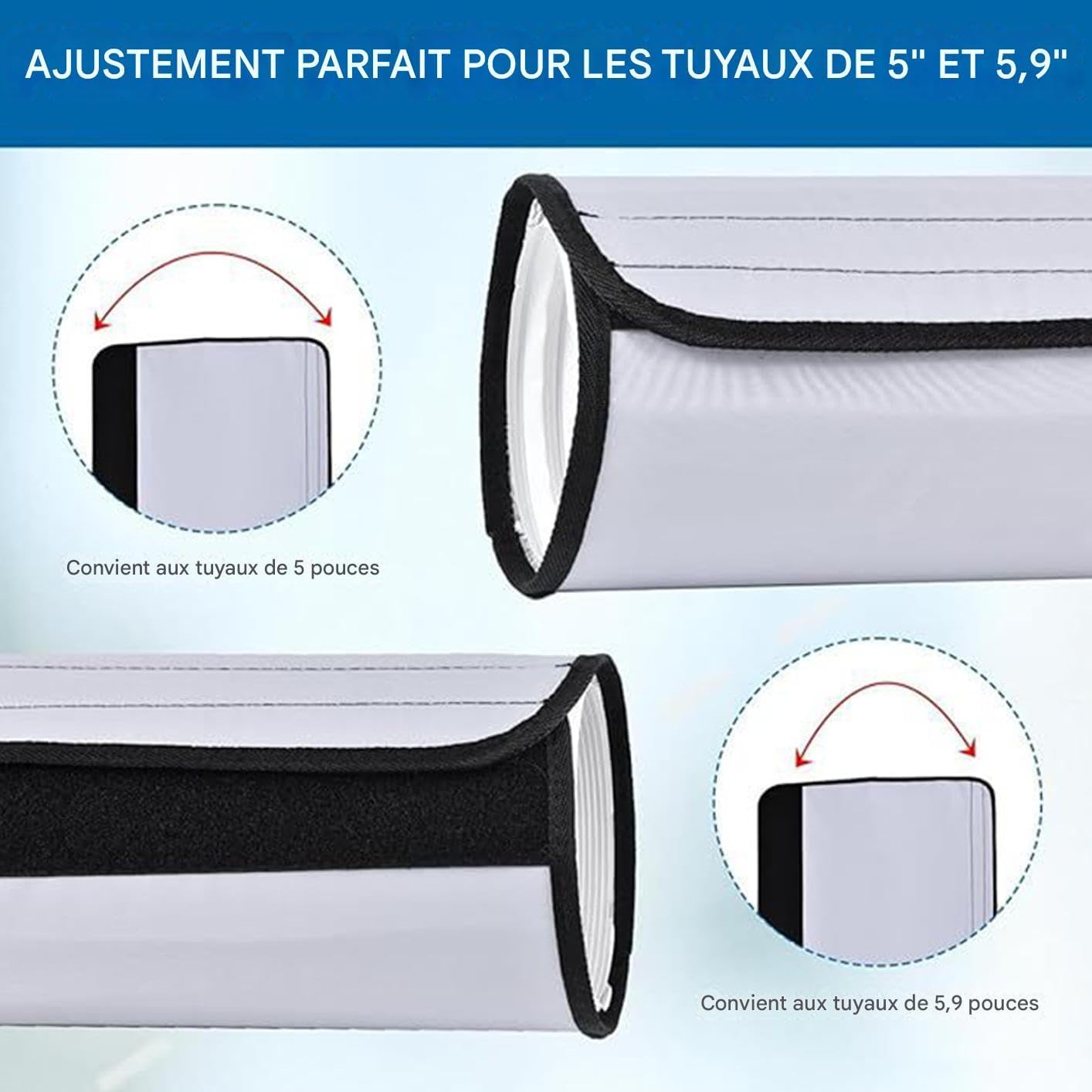  Housse Isolante Pour Climatiseur - Housse De Protection Pour Tuyau D'Évacuation D'Air - Manchon Imperméable Avec 3 Bretelles De Serrage Pour Protection De Conduit D'Évacuation