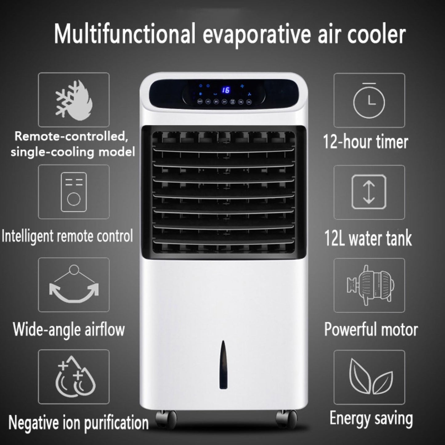  Refroidisseur D'air Ventilateur Humidificateur Climatiseur Mobile Portable Avec 3 Modes 3 Vitesses 8h Minuterie Et 60° Oscillant Réservoir Ventilateur De Circulation D'air Avec 2 Blocs Réfrigérants