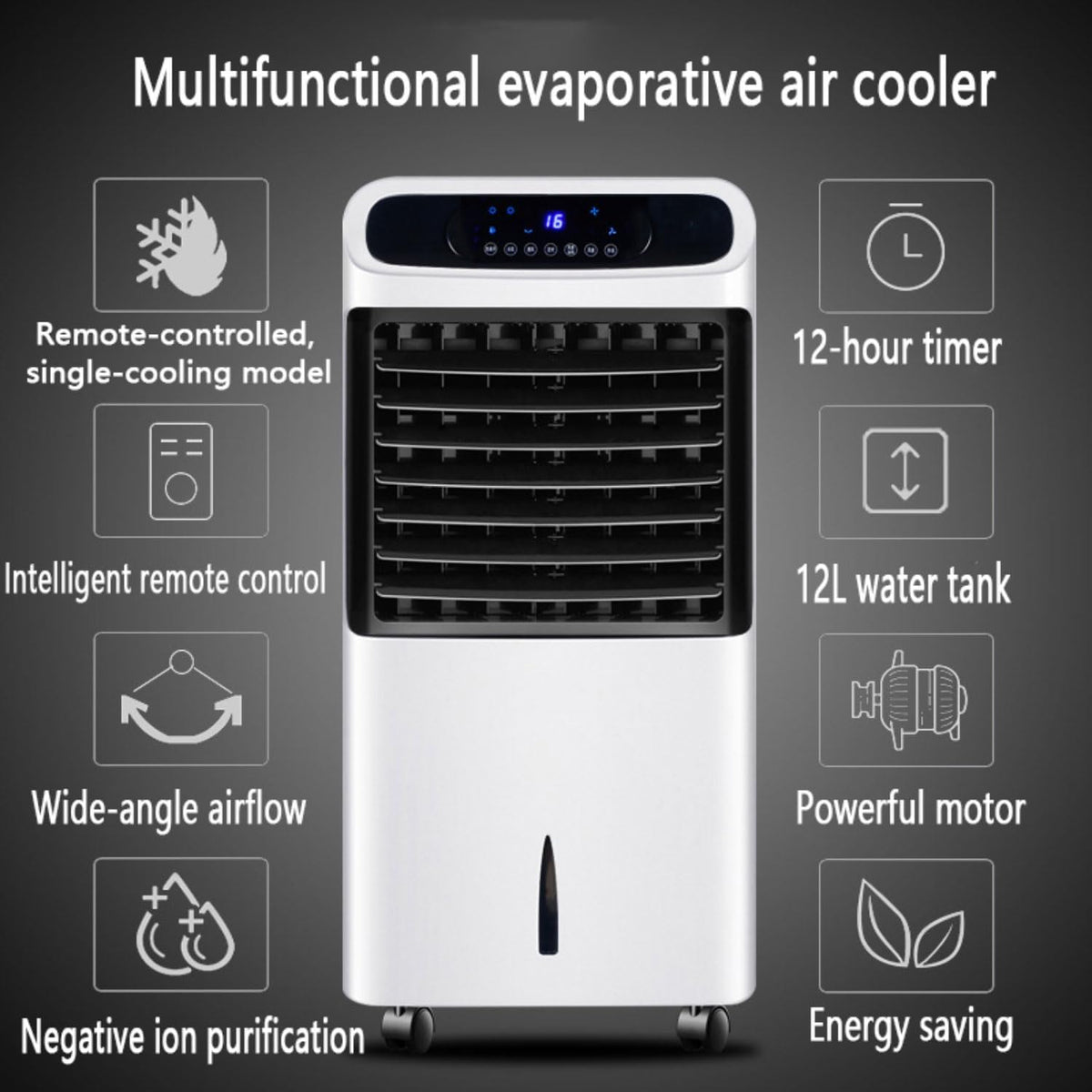  Refroidisseur D'air Ventilateur Humidificateur Climatiseur Mobile Portable Avec 3 Modes 3 Vitesses 8h Minuterie Et 60° Oscillant Réservoir Ventilateur De Circulation D'air Avec 2 Blocs Réfrigérants