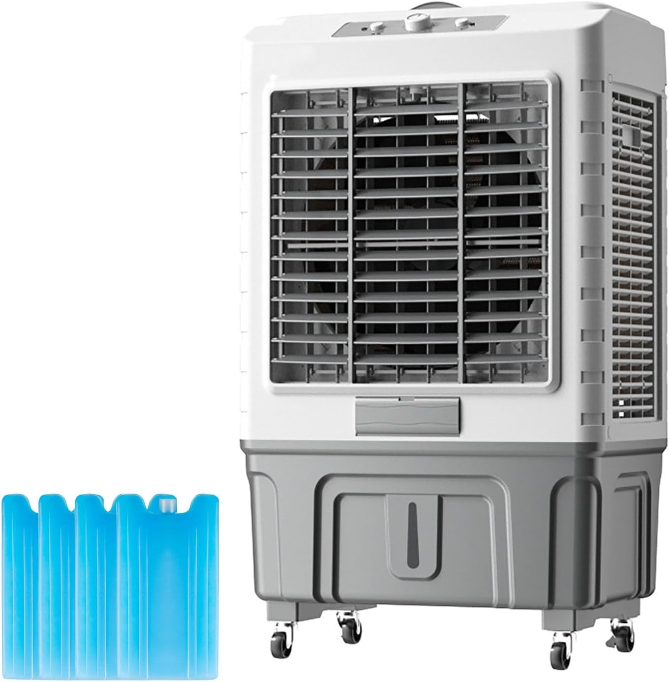 GENERIC 30000CFM Refroidisseur D'air évaporatif Robuste Avec 4 Packs De Glace, Unité De Climatisation Extérieure Portable Pour La Cour De Garage, Humidificateur De Ventilateur Oscillant, Réservoir Et Roues 55
