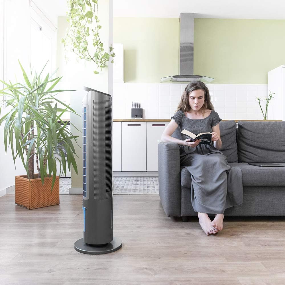  Cecotec Rafraîchisseurs D'air Par évaporation EnergySilence 2000 Cool Tower. Puissance 60 W, Réservoir Amovible De 2 Litres, 3 Vitesses, 3 Modes Avec Oscillation, Minuterie, Contrôle Tactile