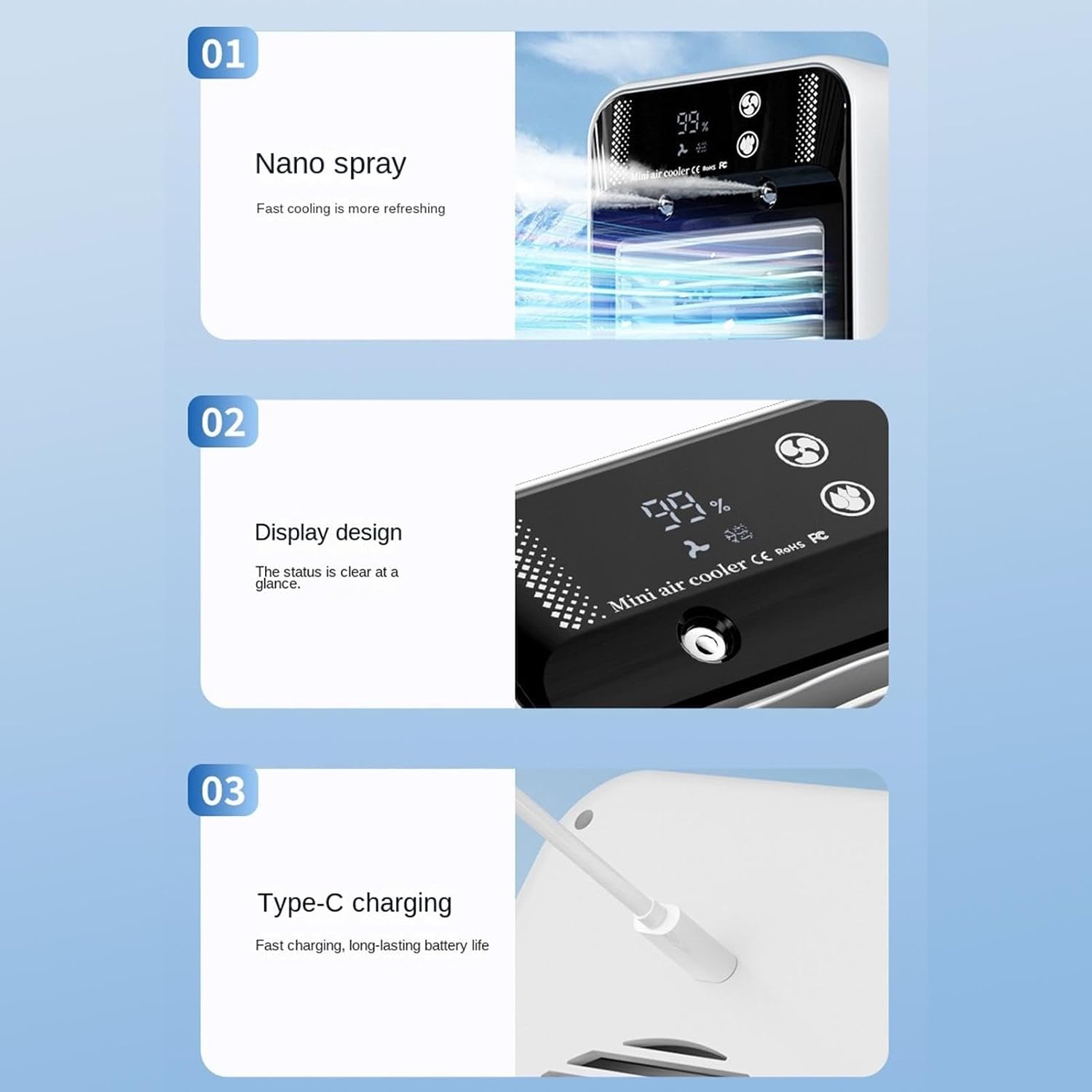  Climatiseurs Portables Pour Pièces, Ventilateurs Silencieux Rafraîchissants, Ventilateur Climatiseur Portable 2 Vitesses, Maison, Chambre, Bureau, Garage, Bureau, Cuisine, Dortoir