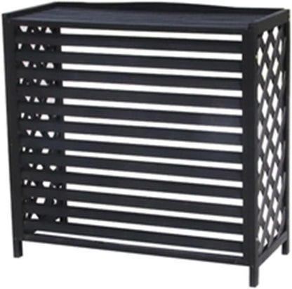  Housse De Climatiseur En Bois Massif Noir Avec Support Et Support De Fleurs - 105 X 47 X 100 Cm - Parfait Pour La Décoration D'intérieur Et Pour économiser De L'espace