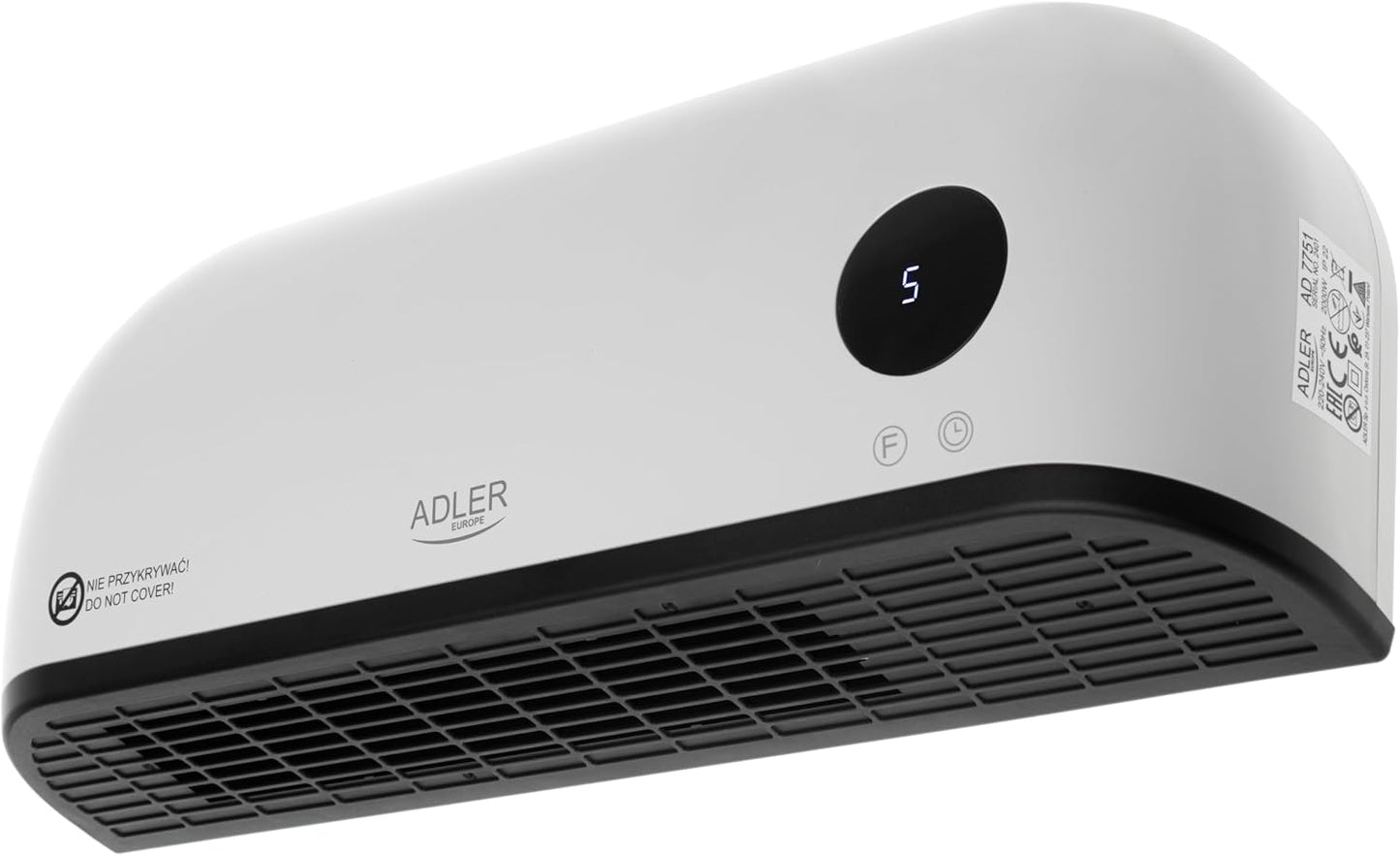  ADALER EUROPE Ventilateur Mural 2 En 1, Ventilateur électrique Et Machine De Chauffage, Affichage LED Clair, Télécommande, élément Chauffant En Céramique, Deux Niveaux De Chauffage 1000 W/2000 W