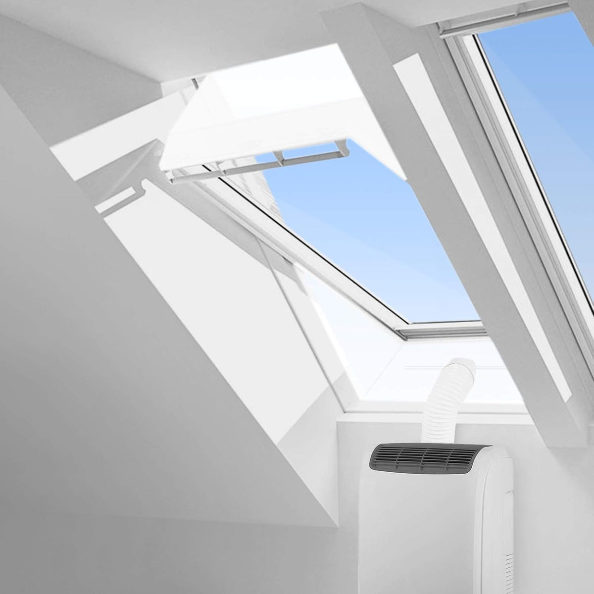  HOOMEE Tissu D’Isolation Pour Fenêtre à Pivot Central Avec Un Périmètre Allant Jusqu’à 300cm- Pour Climatiseur Mobile Et Sèche-Linge – Adapté à Toutes Les Unités Mobiles De Climatisation(2x150CM)