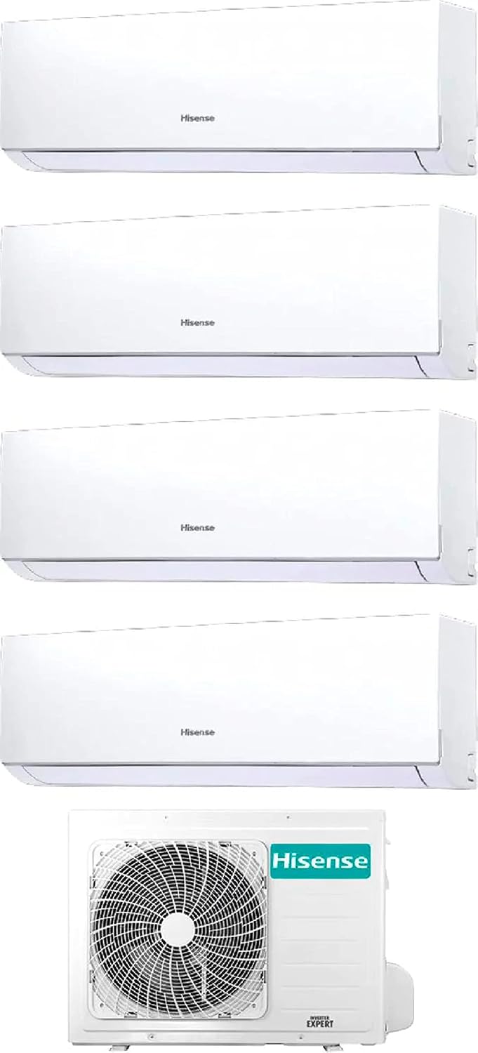 HISENSE Climatiseur Quadri Split 9000 + 9000 + 1200 + 12000 Btu Gas R32 WiFi, A++/A+, Inverter - New Comfort