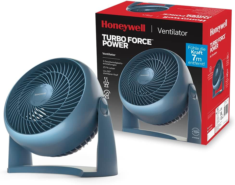  Honeywell Ventilateur TurboForce Power (fonctionnement Silencieux Pour Rafraîchissement, Inclinaison Variable à 90°, 3 Vitesses, Option De Fixation Murale, Ventilateur De Table) HT900NE4