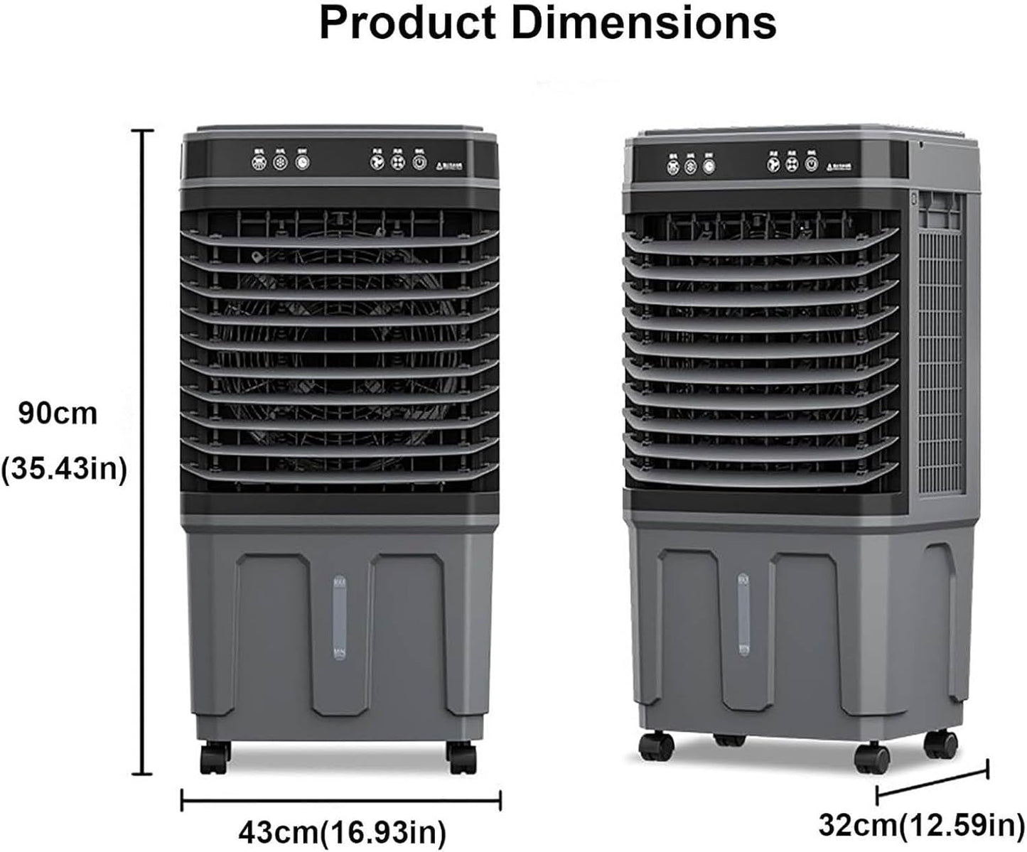 GENERIC Climatiseur Portable, Refroidisseur Par évaporation Avec Télécommande, Minuterie 12h, 3 Vitesses, Oscillation à 120° Pour Intérieur, Cuisine, Chambre à Coucher