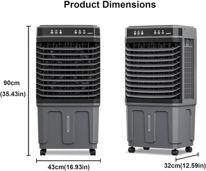GENERIC Climatiseur Portable, Refroidisseur Par évaporation Avec Télécommande, Minuterie 12h, 3 Vitesses, Oscillation à 120° Pour Intérieur, Cuisine, Chambre à Coucher