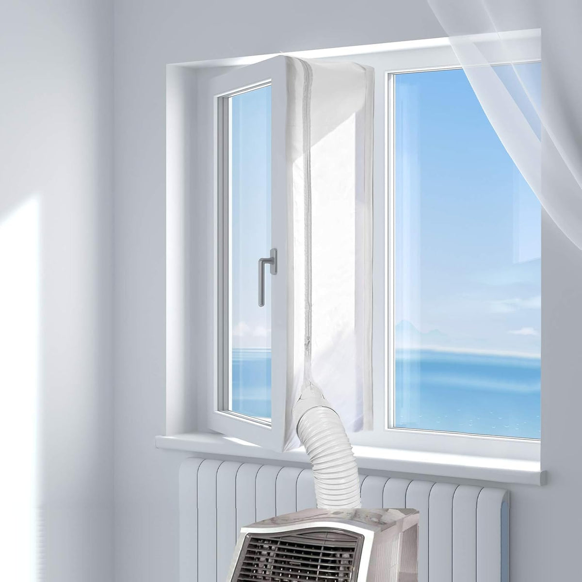  Joint De Fenêtre De Climatiseur, Joint De Fenêtre étanche Pour Climatiseurs Mobiles, Sèche-linge, Kit De Joint De Fenêtre AC Portable De 400 Cm Avec Fermeture éclair Et Fermeture Adhésive