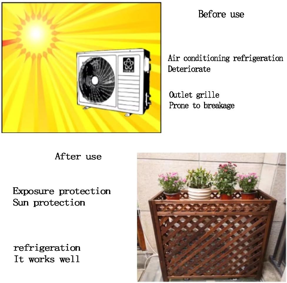 GENERIC Housse De Protection Rectangulaire En Bois Pour Climatiseur Extérieur - Résistant Aux Intempéries - Protection Contre Les Intempéries - Design à Base De Plantes