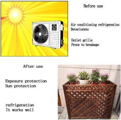 GENERIC Housse De Protection Rectangulaire En Bois Pour Climatiseur Extérieur - Résistant Aux Intempéries - Protection Contre Les Intempéries - Design à Base De Plantes