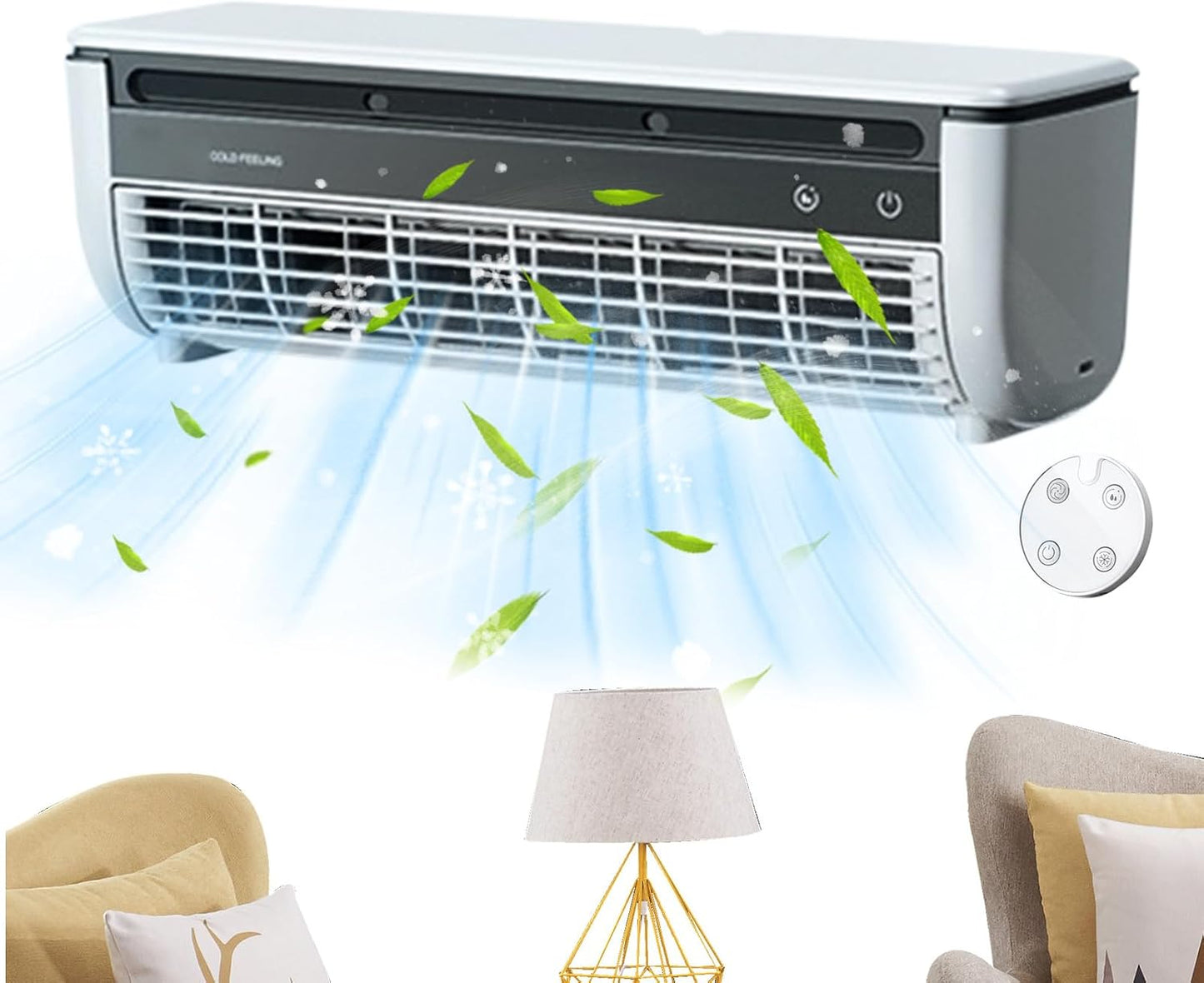  Ventilateur Rafraîchisseur D'Air Pour Pièce | Ventilateur Rafraîchisseur D'Air | Appareil De Ventilation Trois Vitesses Avec Chargeur Sans Fil Pour Maison Chambre Camping Car Salle De Bain