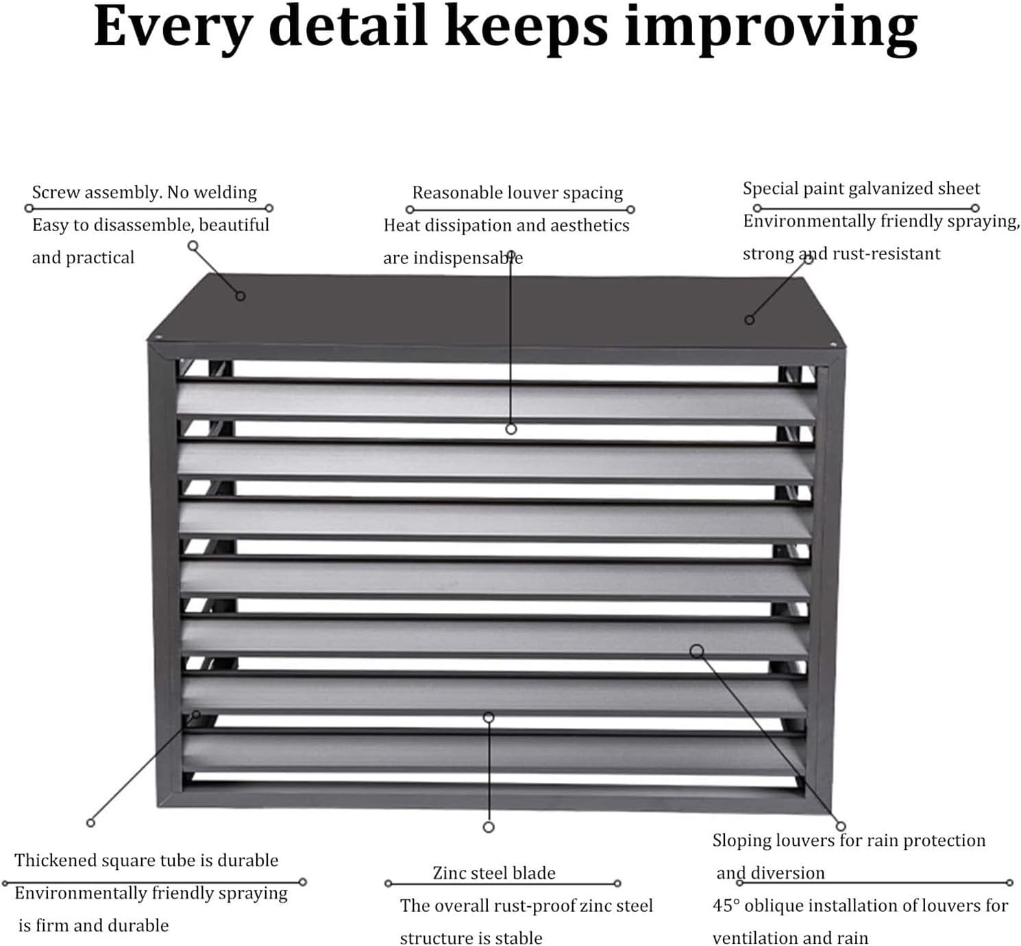 Housse De Protection En Aluminium Pour Climatiseur Et Pompe à Chaleur - Clôture D'intimité Extérieure Pour Plantes - Étagère De Rangement Résistante Aux Intempéries Et Bouclier De Condensateur