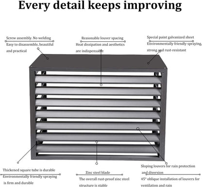GENERIC Housse De Protection Imperméable Pour Climatiseur Extérieur - Clôture De Protection Pour Cacher Les Unités De Climatisation - Étagère De Rangement Pour éviter Les Débris Et Les Dommages Causés Par Les