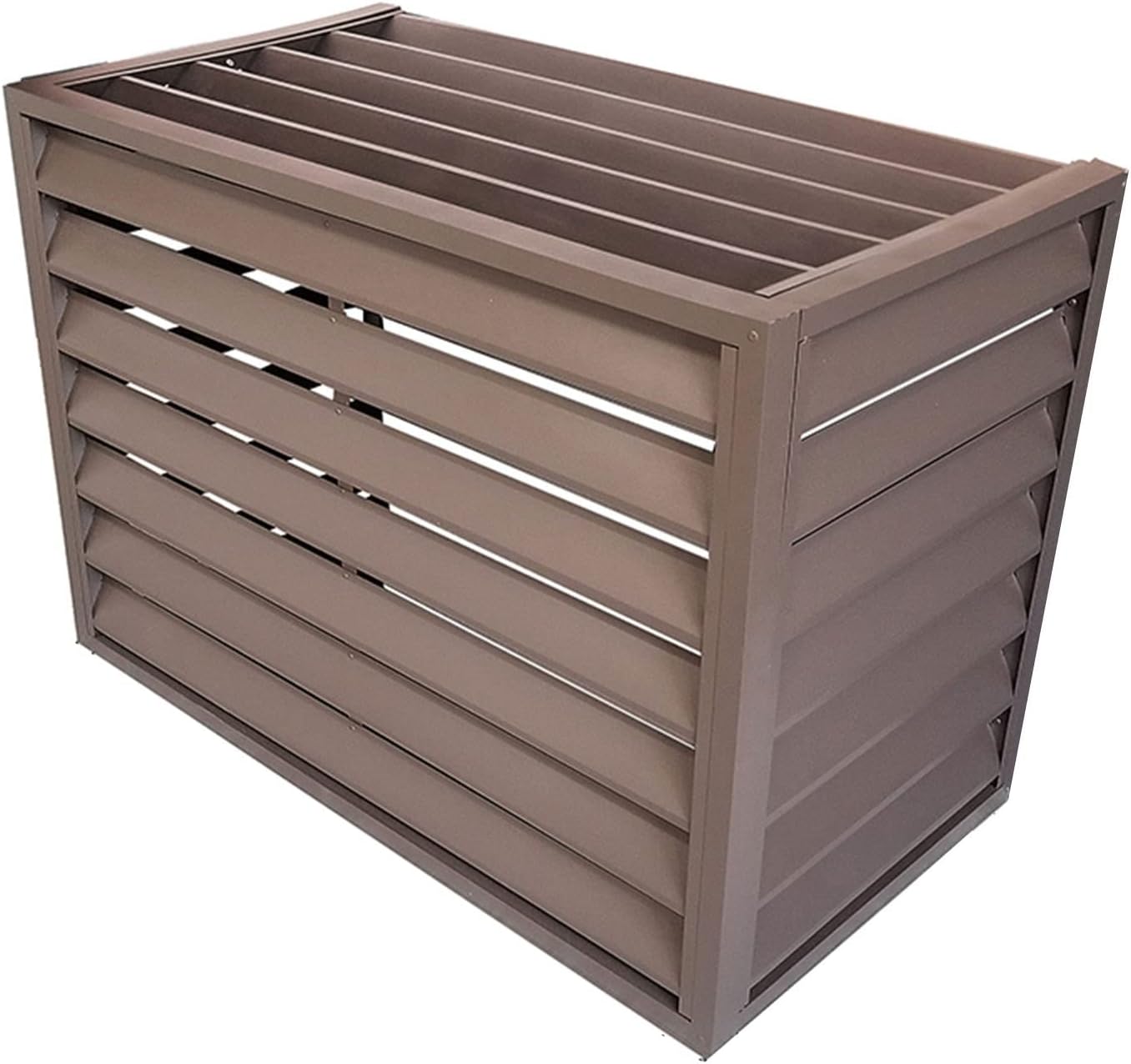  Housse De Protection Complète En Aluminium Pour Climatiseur D'extérieur - Marron - Design à Persiennes - Utilisation Intérieure Et Extérieure