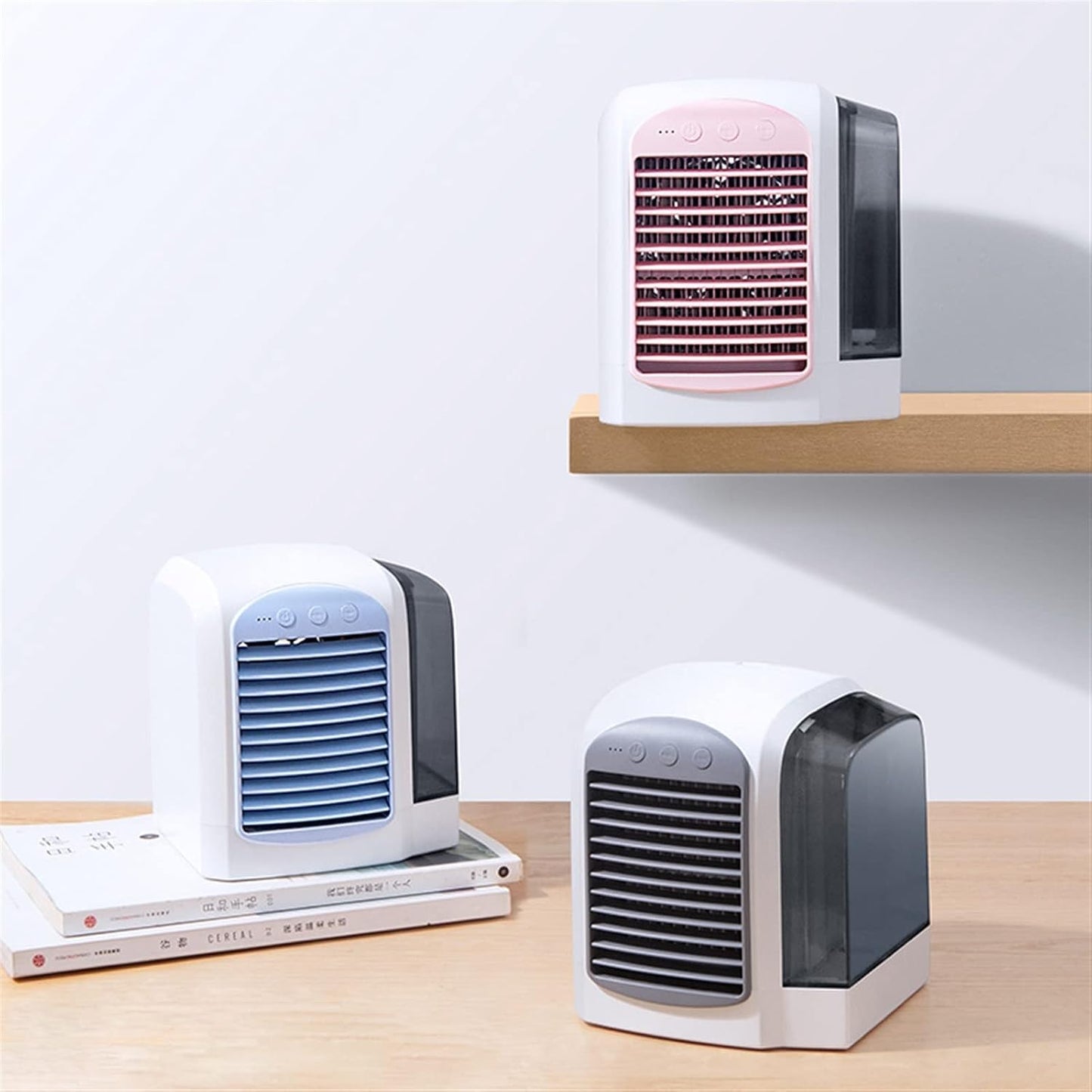  DieffematicKTY Climatiseur Mobile Water Cooling Fan Mini Home Desktop Small Fan Air Conditioner Electromechanical Fan Portable Table Fan (Color : Blue)