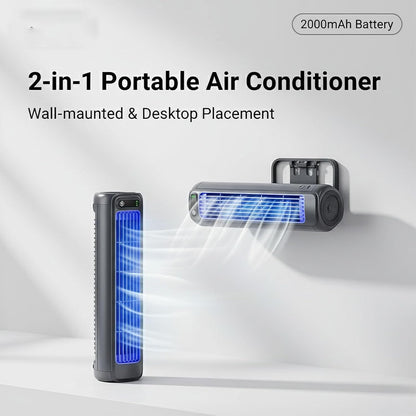 GENERIC Coolizi Cooling Ace, Ventilateur De Climatiseur Tour Sans Lame Rechargeable à 3 Vitesses, Petit Ventilateur De Refroidissement à Glace AC Silencieux Pour Bureau, Bureau, Chambre (grey)